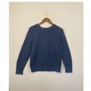 GAP Men Waffle Knit Cotton Crewneck Sweater Blue Long Sleeve Casual Size XS